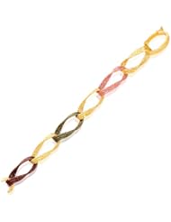 14K Tri-Color Gold Twisted Link Sparkle Texture Bracelet
