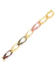 14K Tri-Color Gold Twisted Link Sparkle Texture Bracelet