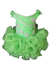 Girls Infant Cap Sleeves Organza Lace Crystal Pageant Dress/Party Dress/Mini Dress 