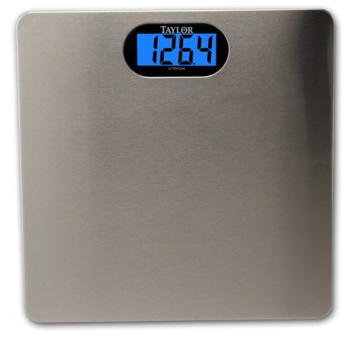 Taylor # 7404 Ultra Thin Lithium Scale with Brushed Stainless Steel Platform and Backlight