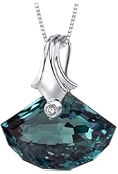 21.00 Carats Simulated Alexandrite Pendant Sterling Silver Rhodium Nickel Finish Shell Cut