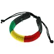 Rasta Woven on Genuine Leather Friendship Bracelet - Adjustable Length