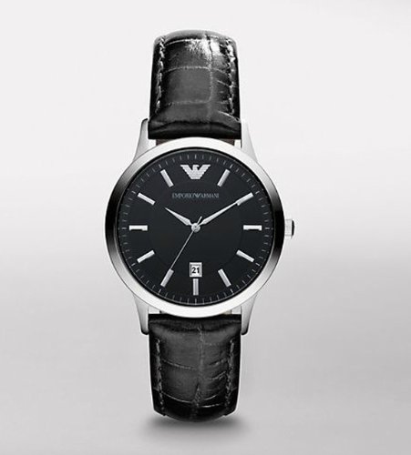Emporio Armani Quartz, Black Leather Band Black Dial - Women's Watch AR2412