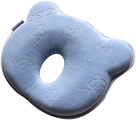 Infant Head Support Prevent Flat Memory Foam Baby PillowPrint Blue by Mittagong