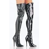 DOMINA-3000, 6 Plain Stretch Thigh Boot with Side Zip in 2 Colors and Sizes 6-16, by Pleaser USA