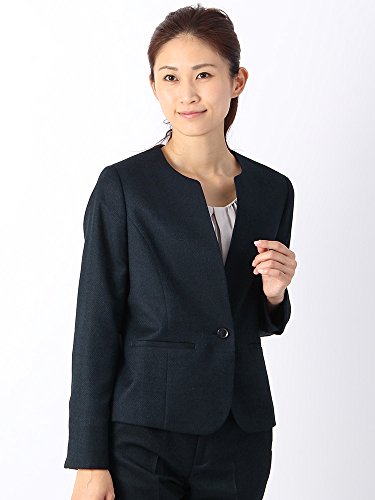 (ザ・スーツカンパニー) destyle/マイクロドビー ノーカラージャケット ネイビー