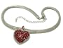 Red Silver Glamorous Crystal Valentine Heart Pendant Mesh Chain Necklace Jewelry