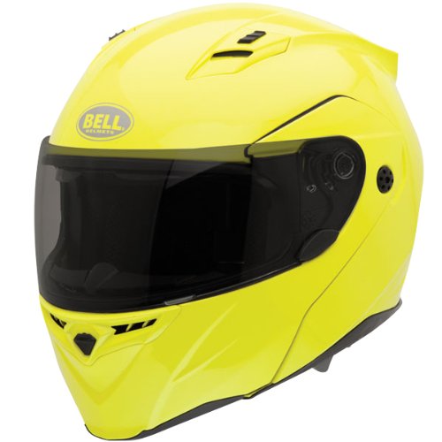 Bell Solid Adult Revolver Evo Street Racing Motorcycle Helmet - Hi-Vis Yellow / Medium On Sale