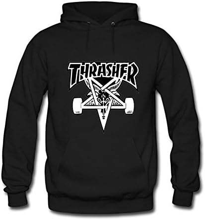 Knocktry Men's Camiseta Thrasher Logo Hispter Hip Hop Hoody Hoodies L Black