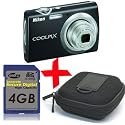 Nikon S230 Black Digital Camera +4GB+Hard Case Bundle (Coolpix S230, 10MP, 3xOptical Zoom, 3" Touch Screen)