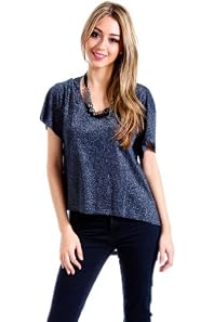 Double Zero Loose Top with Glitter in Navy