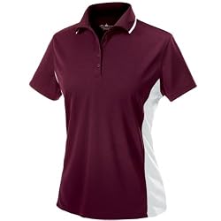 Womens Color Blocked Wicking Polo, Maroon/White