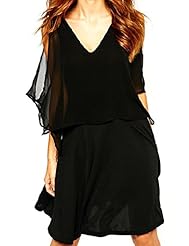 V-neck Knee Length Shift Off the Shoulder Elbow Length Sleeves Backless Chiffon/Polyester Club Dress/Evening Dress/Prom Dress/Party Dress 