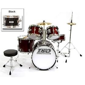 TKO 5-Piece Complete Kids/Children's Junior Drum Set - BLACK