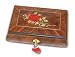 Gorgeous Red Rose Inlaid Musical Jewelry Box Made In Sorrento