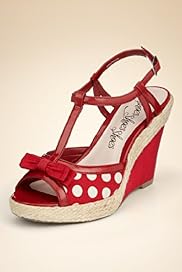 Peep Toe Bow Spotted Wedge Shoes