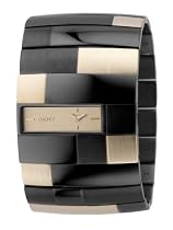DKNY NY4378 Ladies Black And Gold Brick Bangle Watch