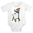 Onesie with paint, brush, rabbit, artist, jumping, easel