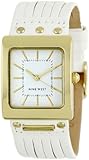 Nine West Women's NW1154WTWT Gold-Tone Square White Dial and White Strap Watch