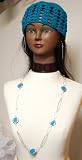 Hand Crocheted Turquoise Rayon Cotton Gimp Skull Cap for Women and Teens Offered in Combination...