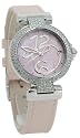 Betty Barclay Ladies Stone Set White Leather Strap Watch With Pink MOP Dial