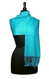 100% Pashmina Turquoise/Aqua Blue Shawl Wrap. Womans Scarf.
