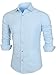 Emiqude Mens Casual Slim Fit Long Sleeve Solid Dress Shirt