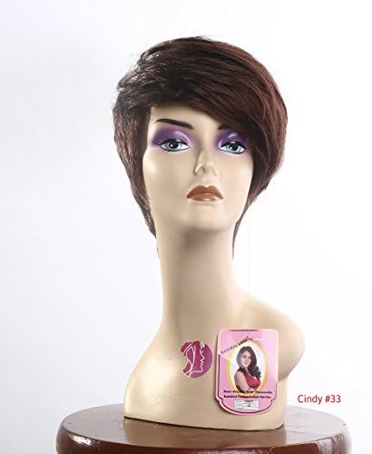 Wig Bob Pixie Tousle Burgundy Vibrant Red Dark Auburn (#33) for Regular Wear or Party Cosplay Heat Friendly Fire Resistant Kanekalon ( 2 Wig Caps Provided)