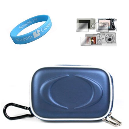 Canon Slim Blue Camera Case for Canon PowerShot SD 1300 IS SD 1200 IS SD 780 IS SD 1400 IS + Screen Protector + SumacLife TM Wisdom Courage Wristband