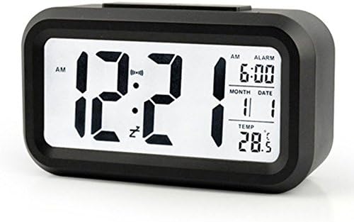 THUNBIRD Digital LCD Large Screen Alarm Clock Multi-function with Snooze Function, Calendar, Date, Week, Month And Temperature Display(F/C) Great for Children Women Elderly People - BLACK
