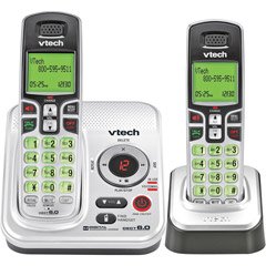 Vtech DECT 6.0 White/Black Expandable 2-Handset Cordless Phone System with Digital Answering Device and Caller ID (CS6229-2)