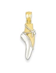 14k Yellow Gold & Rhodium Ballet Shoe Charm Pendant