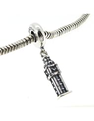 Queenberry Sterling Silver London Big Ben Dangle Bead For Pandora Troll Chamilia Biagi European Charm Bracelets