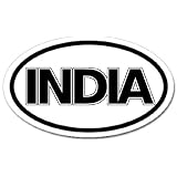 India Car Bumper Sticker Decal Oval Black and White by LandsAndPeople