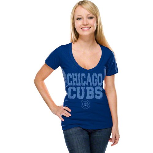Chicago Cubs Women's Royal Blue Baby Jersey Short Sleeve V-neck T-shirt