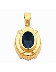 10K Yellow Gold Oval Cut Sapphire Pendant -- LIFETIME WARRANTY