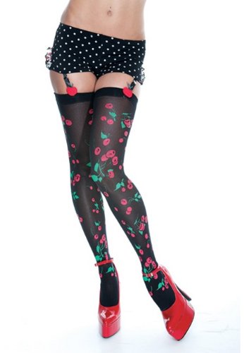 Black Hotpant Cherry Hosiery - Accessory - Large