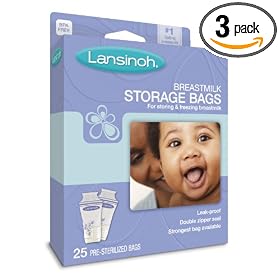 Lansinoh 20435 Breastmilk Storage Bags, 25-Count Boxes (Pack of 3)