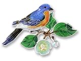 Clearly Charming Bluebird  Dogwood Sterling Silver  Enamel Pin
