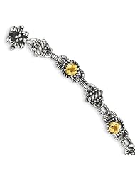 Sterling Silver 4.29 Citrine 7.75in Vintage Style Bracelet. Gem Wt- 4.29ct