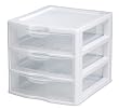Sterilite 20738006 Clear View Mini 3-Drawer Organizer with White Frame and See-Through Drawers,