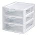 Sterilite 20738006 Clear View Mini 3-Drawer Organizer with White Frame and See-Through Drawers, 6-Pack