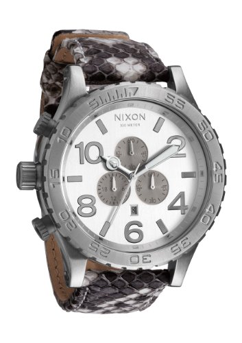 Nixon 51-30 Chrono Leather Watch White Snake, One Size