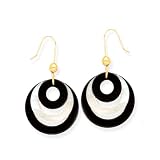 14k Gold, Mother of Pearl & Onyx Dangle Disk Earrings