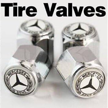 Fortitude - Mercedes Logo (lettering around the logo) Tire Valve Stem Caps set of 4