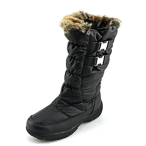 Weatherproof Becky Women Round Toe Canvas Black Winter Boot