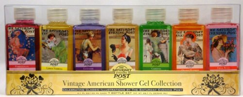 The Saturday Evening Post Vintage American Shower Gel Collection 4.1 Oz Set of 7 Bottles