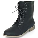 MQ23 Damen bequeme Schnürboots Stiefeletten mit Blockabsatz 008