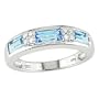14K White Gold 1/10 ctw Diamond and Blue Topaz Ring