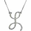 14k White Gold Lovely L Initial Diamond Necklace